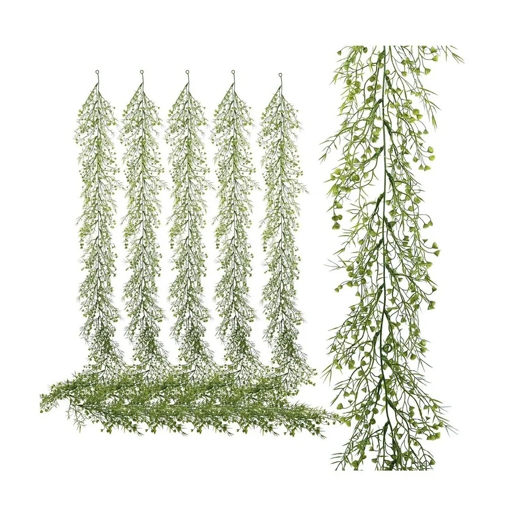 Artificial Greenert Garland 6 Pack 5.57ft Faux Leaf Green For Table Room Bedroom